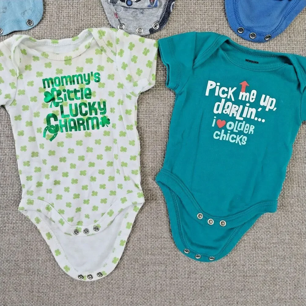 Baby Infant Boy Clothing Bundle Bodysuit Variety Of Colors 10 Pieces Newborn #15
